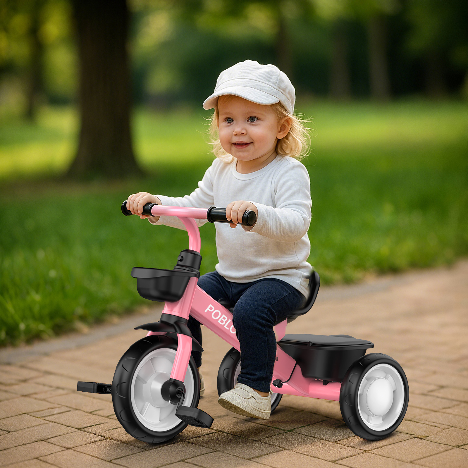 tricycle for toddlers 2 5 year old three wheeled bicycle for 2 5 years old boys girls toddler bike outdoor toys adjustable seat handlebar trike removable basket birthday gift idea for kids ages 2 details 0