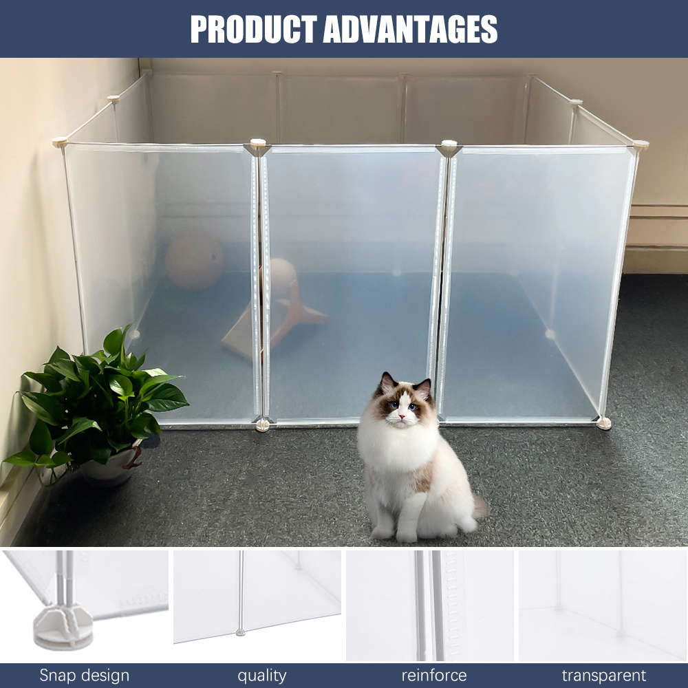 Clear Cat Playpen, 10-Panel Indoor Kitty Fence System