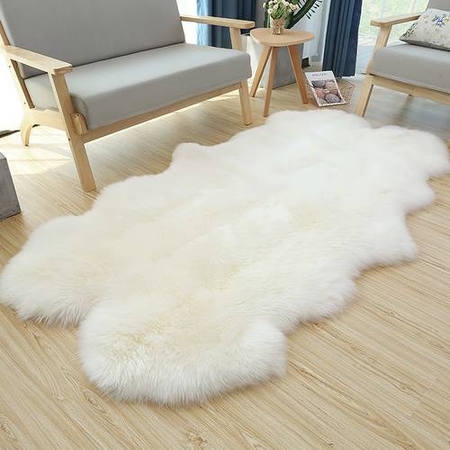 1pc luxurious 180x110cm faux fur sheepskin style area rug chair cover seat pad super soft fluffy shaggy design non slip washable living room bedroom sofa floor lounge