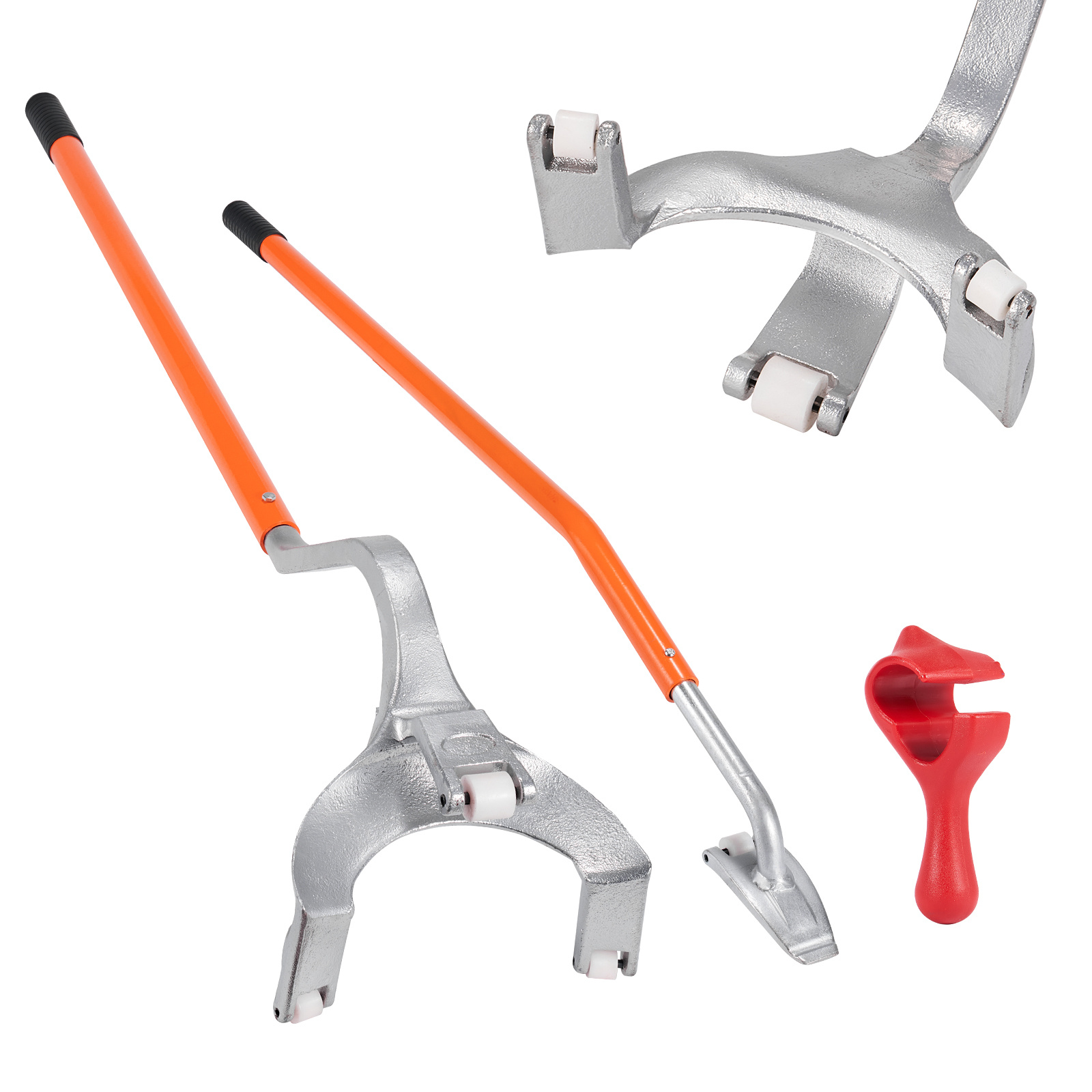 Vevor Tire Mount Demount Tool, 22.5"-24.5" Manual Steel Tire Changer Mount Demount Removal Tool, With Extra Bead Keeper, Tubeless Truck Bead Breaker, 3 Pcs Tire Changing Tools, Orange