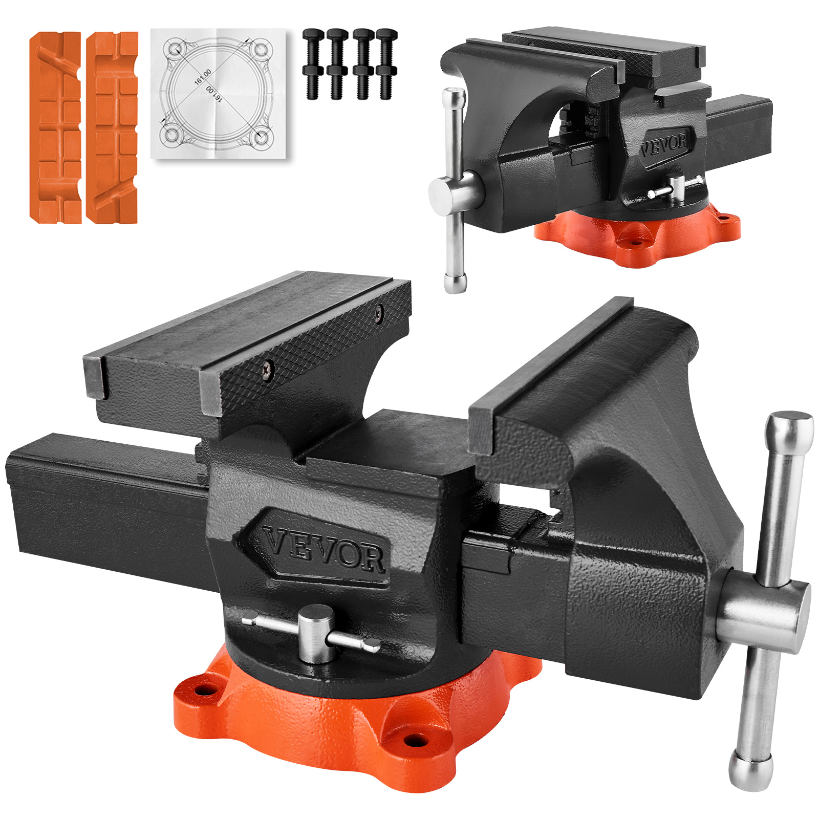 Image of 8" Bench Vise Multipurpose Heavy Duty Iron Swivel Locking Base
