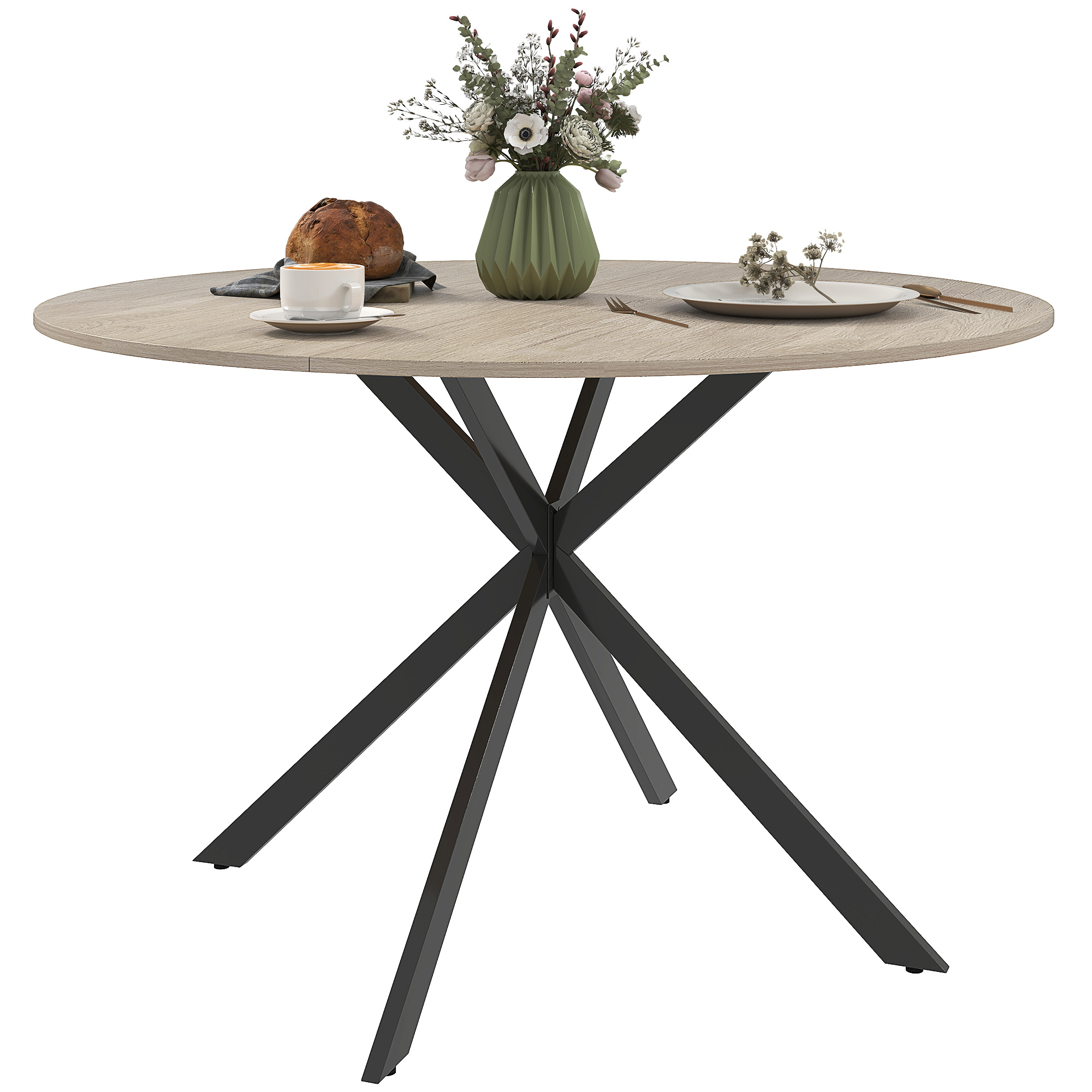 Homcom Round Dining Table For , Industrial Kitchen Table With , Ø120x75 Cm