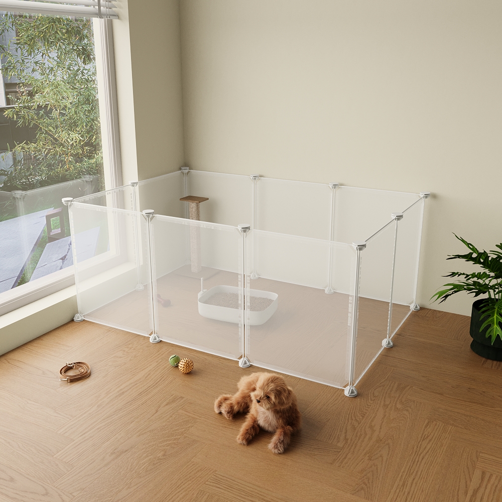 Clear Cat Playpen, 10-Panel Indoor Kitty Fence System