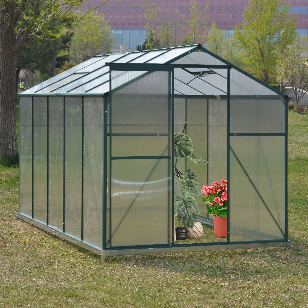 1 set   6x8ft aluminium greenhouse sunroom planting room 1 vents quiet sliding   included upright design for plant lovers 0