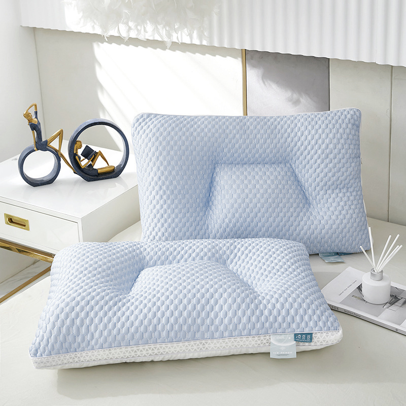 1-Pack Blue Cooling Pillow for Hot Sleepers, Breathable Bed Pillow for Neck & Shoulder Support, Removable Cover, Decorative Cushion, Suitable for Back, Stomach, and Side Sleepers, Hotel, Bedroom, Home Use, 1000g Polyester Filling, 74x48x10cm