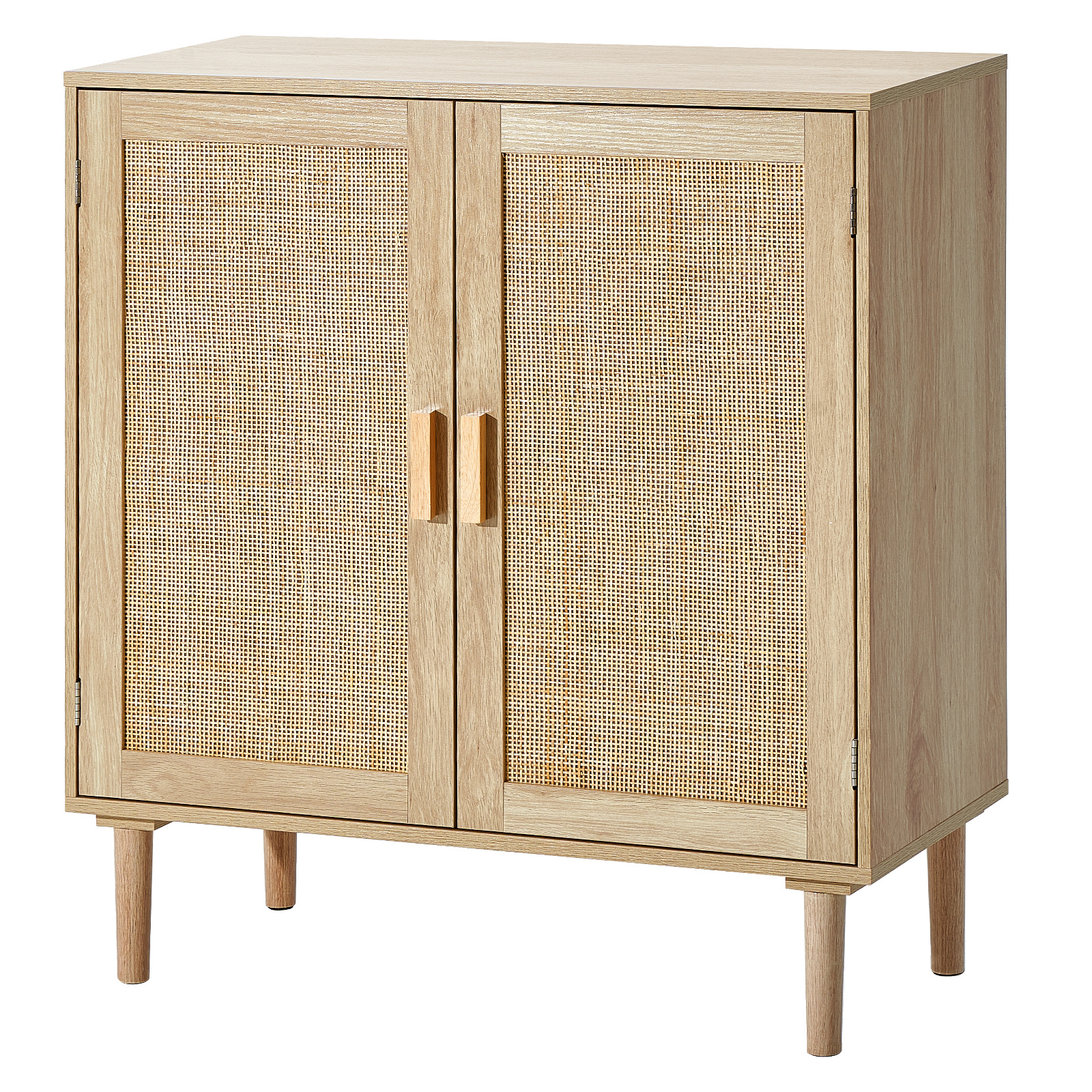 Vevor Rattan Cabinet Storage With 2 Magnetic Doors & Adjustable Shelves Natural