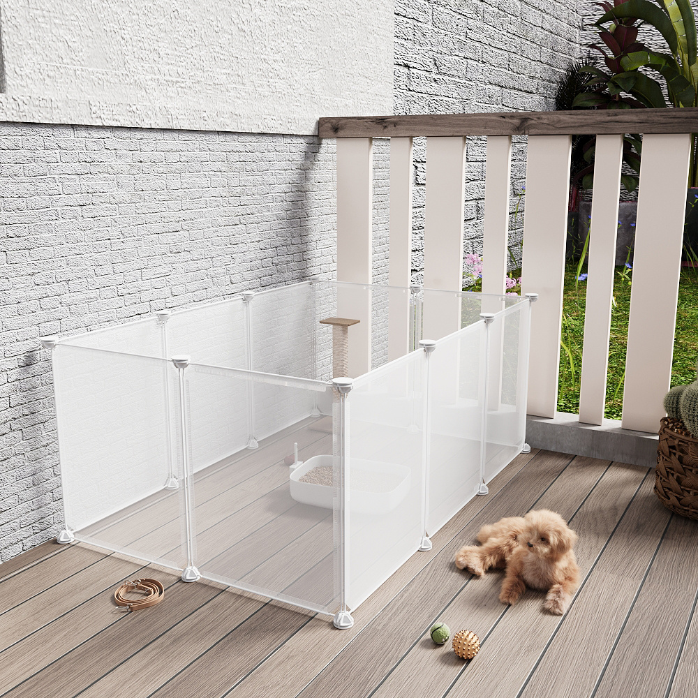 Clear Cat Playpen, 10-Panel Indoor Kitty Fence System