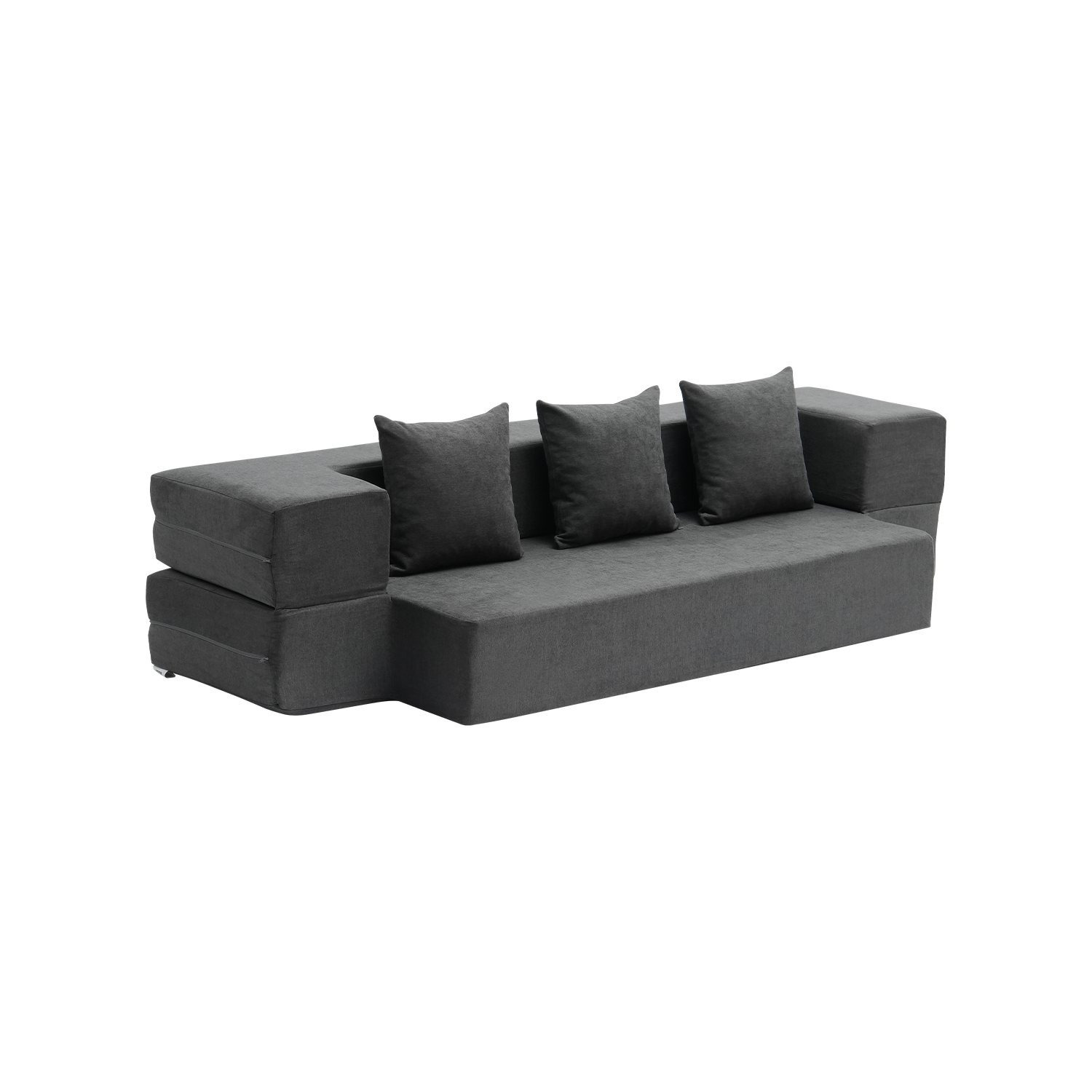 Vevor Folding Sofa Bed 3-in-1 Foldable Couch Bed With 3 Pillows Dark Grey Twin