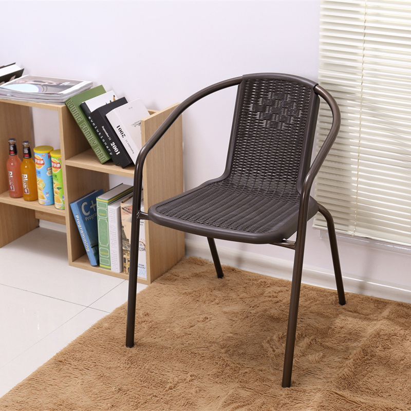 2 4 6pcs stacked chairs with brown plastic rope cushions durable rope seats and backrests suitable for gardens picnics and camping