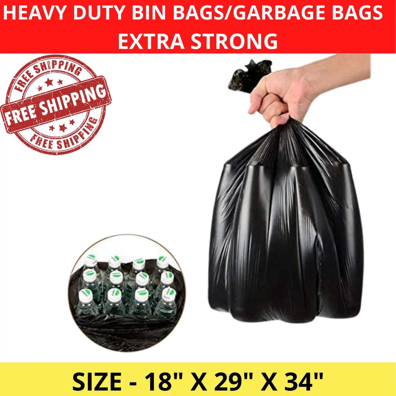 extra strong heavy duty black bin liners rubbish bags waste   garbage sacks details 3
