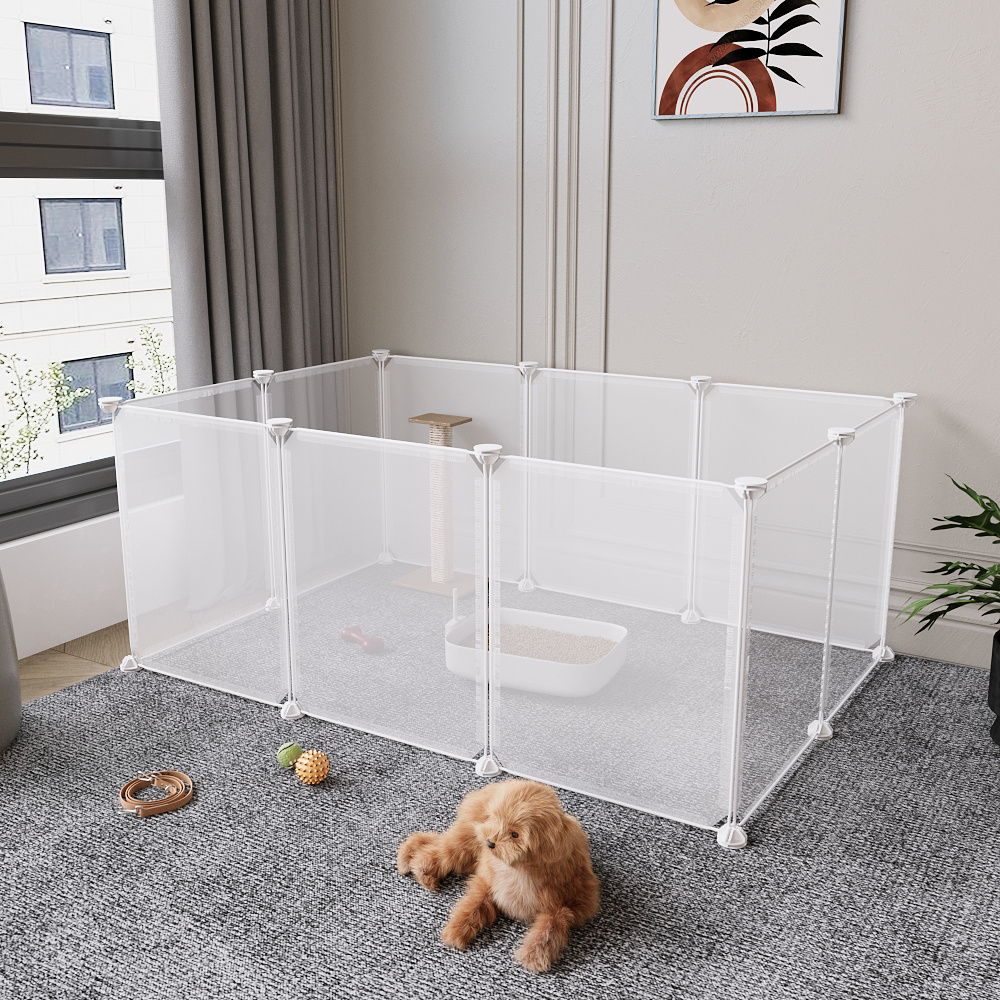 Clear Cat Playpen, 10-Panel Indoor Kitty Fence System