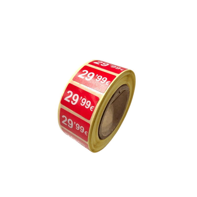 TEMU Rollos de Etiquetas de Precio 0,99€ a 99,99€, Autoadhesivas, 25x15mm, , 1000 Etiquetas por Rollo