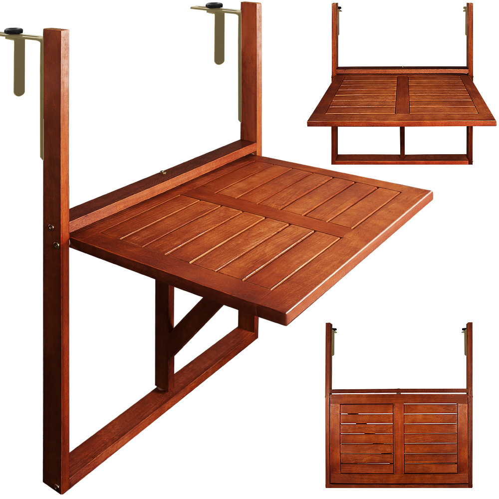 Image of Casaria® Foldable Balcony Table, Weatherproof, ®-certified Wood, 40kg Load Capacity, 65x45cm, Folding Table For Balcony, Garden, Railing, Terrace, Acacia