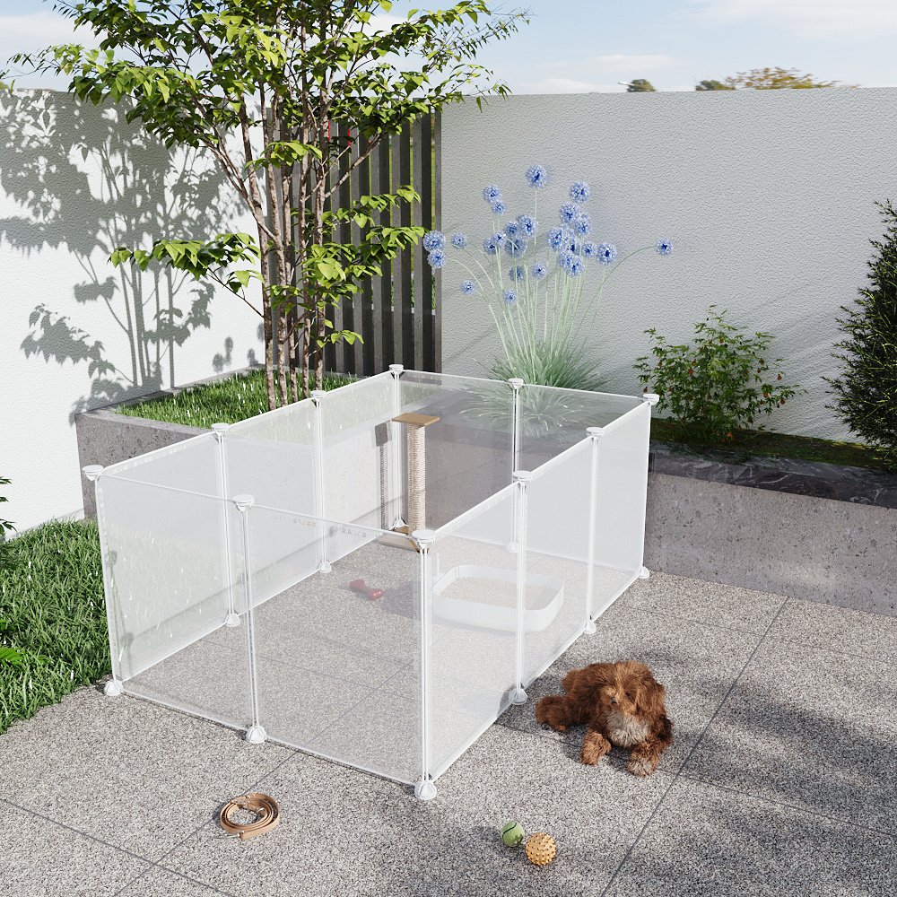 Clear Cat Playpen, 10-Panel Indoor Kitty Fence System