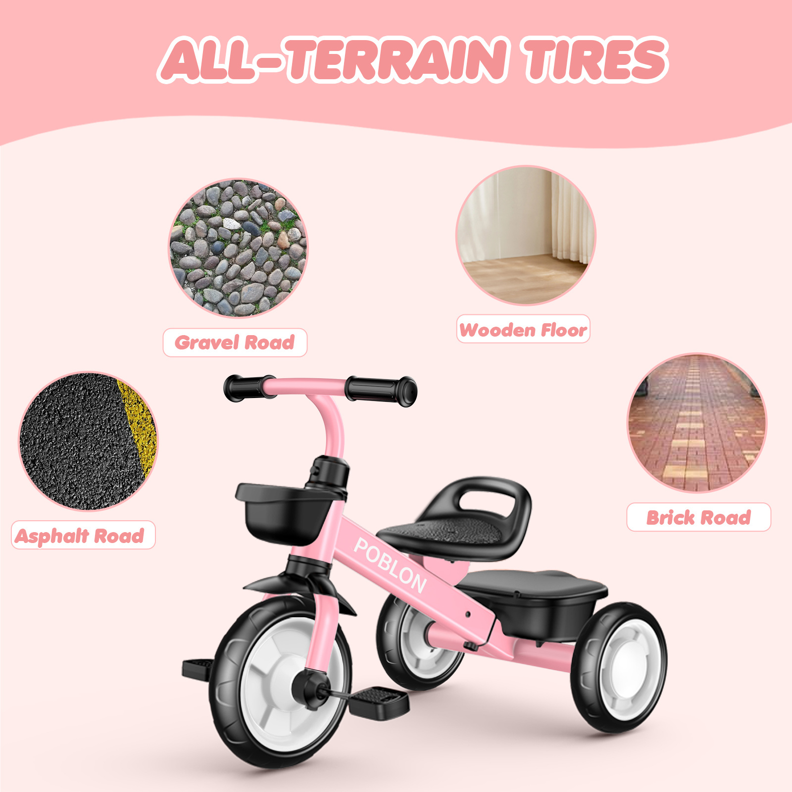 tricycle for toddlers 2 5 year old three wheeled bicycle for 2 5 years old boys girls toddler bike outdoor toys adjustable seat handlebar trike removable basket birthday gift idea for kids ages 2 details 2