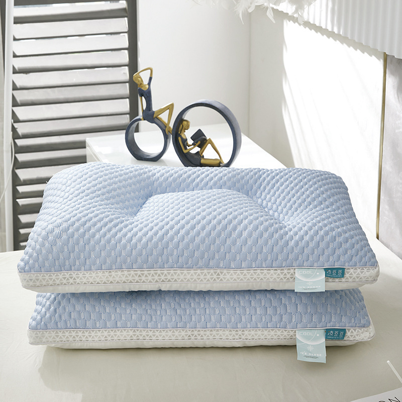 1-Pack Blue Cooling Pillow for Hot Sleepers, Breathable Bed Pillow for Neck & Shoulder Support, Removable Cover, Decorative Cushion, Suitable for Back, Stomach, and Side Sleepers, Hotel, Bedroom, Home Use, 1000g Polyester Filling, 74x48x10cm