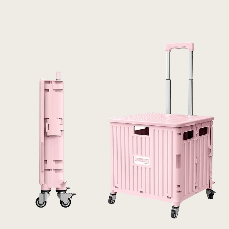 Image of Foldable Shopping Cart, Portable, Strong Load-bearing, Rolling, 4-wheel Swivel Basket, With Lid, Foldable Cart, Hand Washable, Inline Skates, Suitable For Shopping, Travel, Picnics And Parties