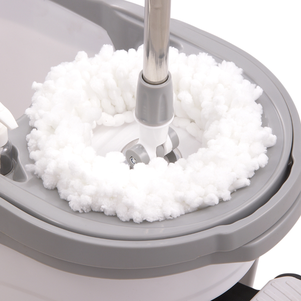 pedal spin mop and bucket set 360 rotating floor cleaning system with detergent holder hands free wringer design grey details 6