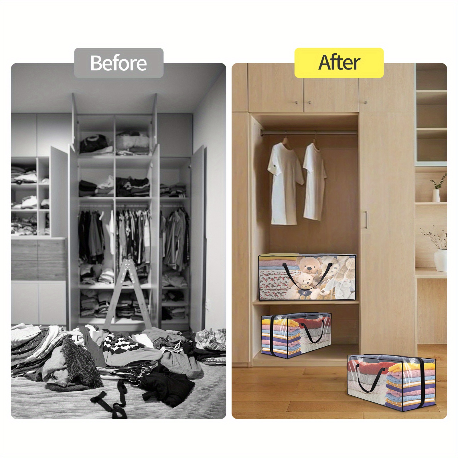 3/4 Pack Foldable Clothes Storage Organizer with Handle