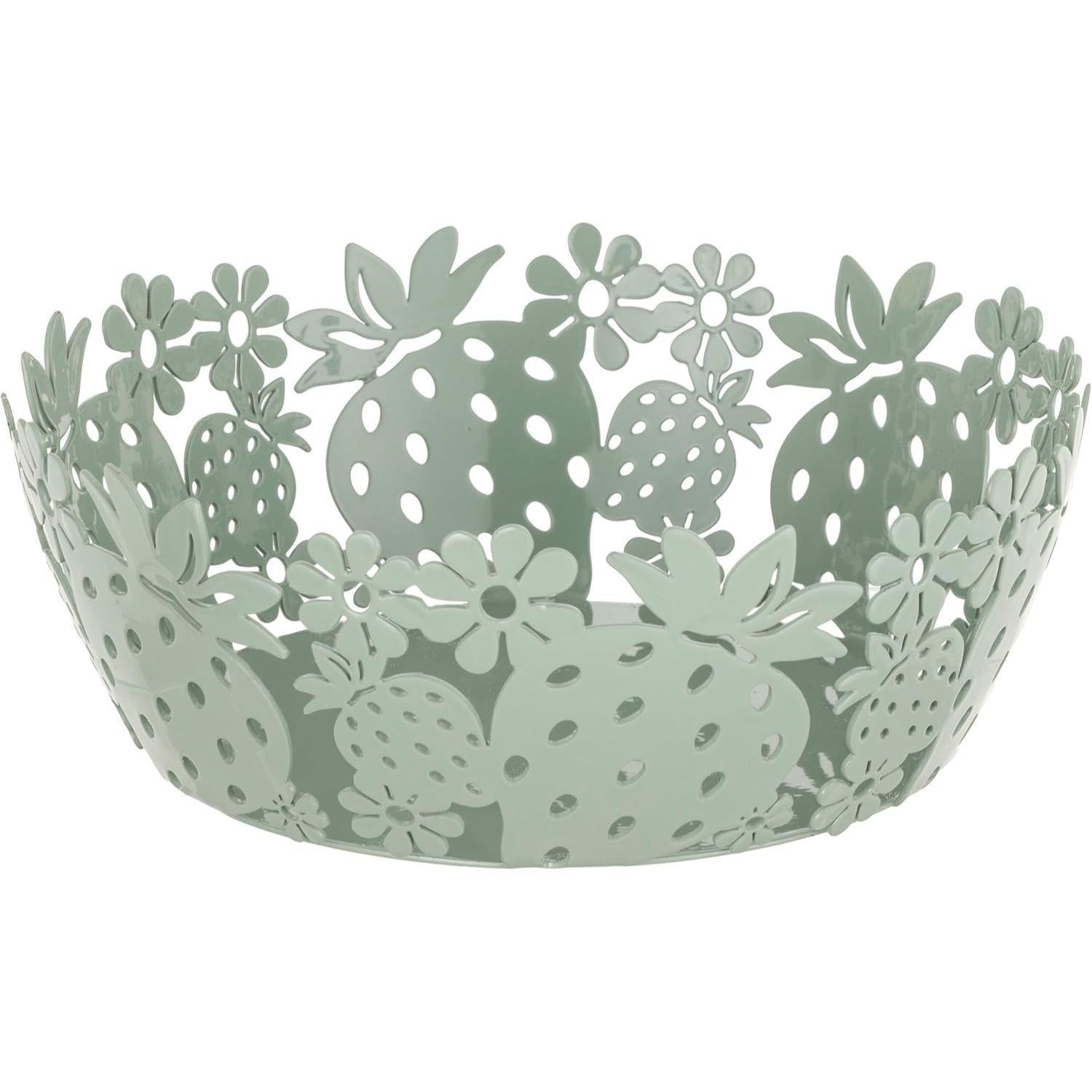 Home Strawberry Green – Fruit Basket, Bread Bin, Cup Holder, Paper Towel Holder, And Napkin Holder In Metal – Colorful And Functional Design – Coordinated Accessories For Stylish Decor – Gift Idea