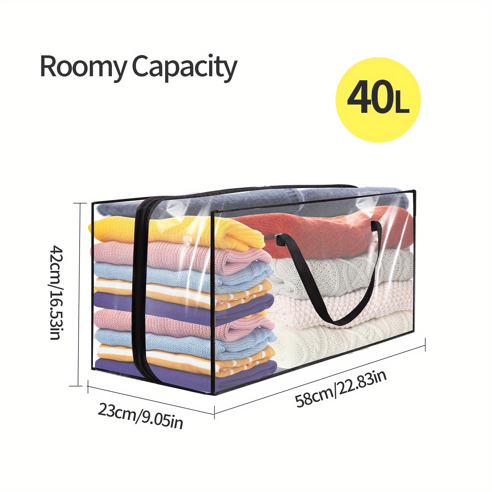 3/4 Pack Foldable Clothes Storage Bags with Handle, 40/60L