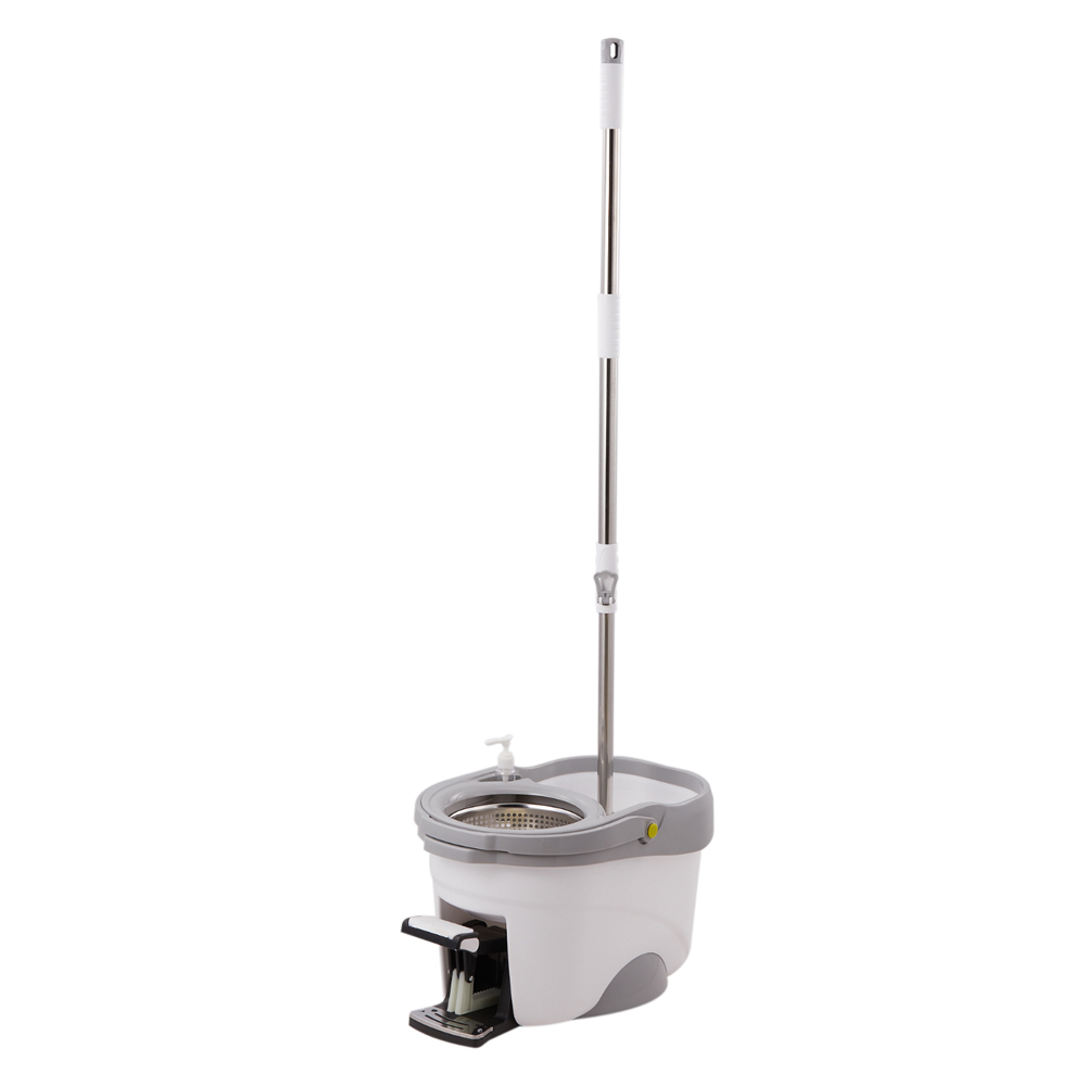 pedal spin mop and bucket set 360 rotating floor cleaning system with detergent holder hands free wringer design grey details 5