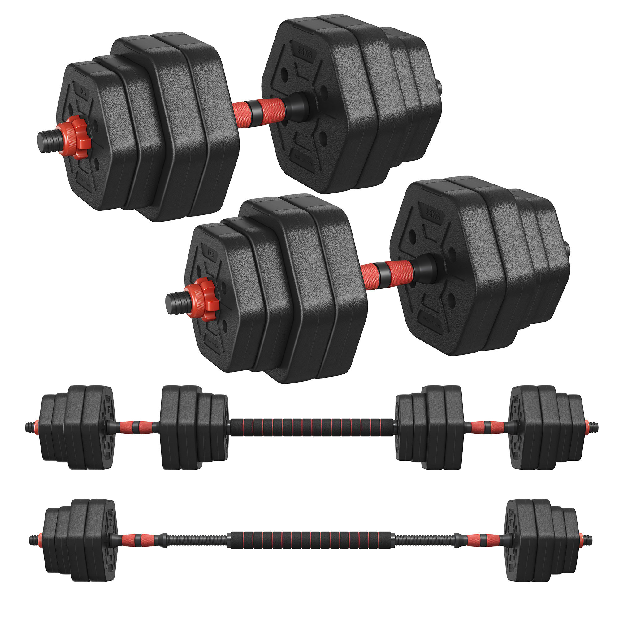 TEMU Ensemble d'haltères avec barre de , ensemble d'haltères hexagonaux de 10 kg, 20 kg, 30 kg, entraînement de fitness, haltérophilie pour salle de