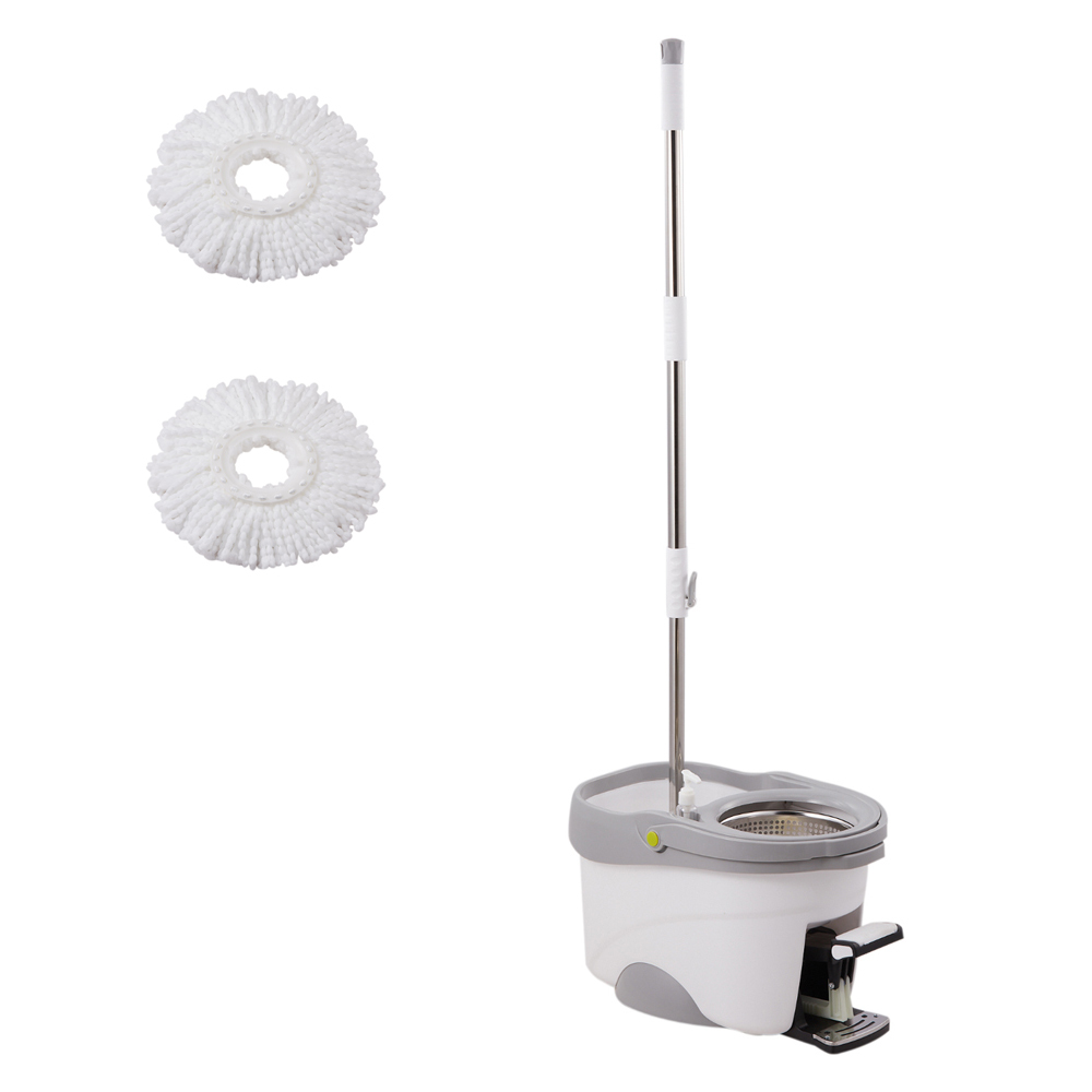 pedal spin mop and bucket set 360 rotating floor cleaning system with detergent holder hands free wringer design grey details 9