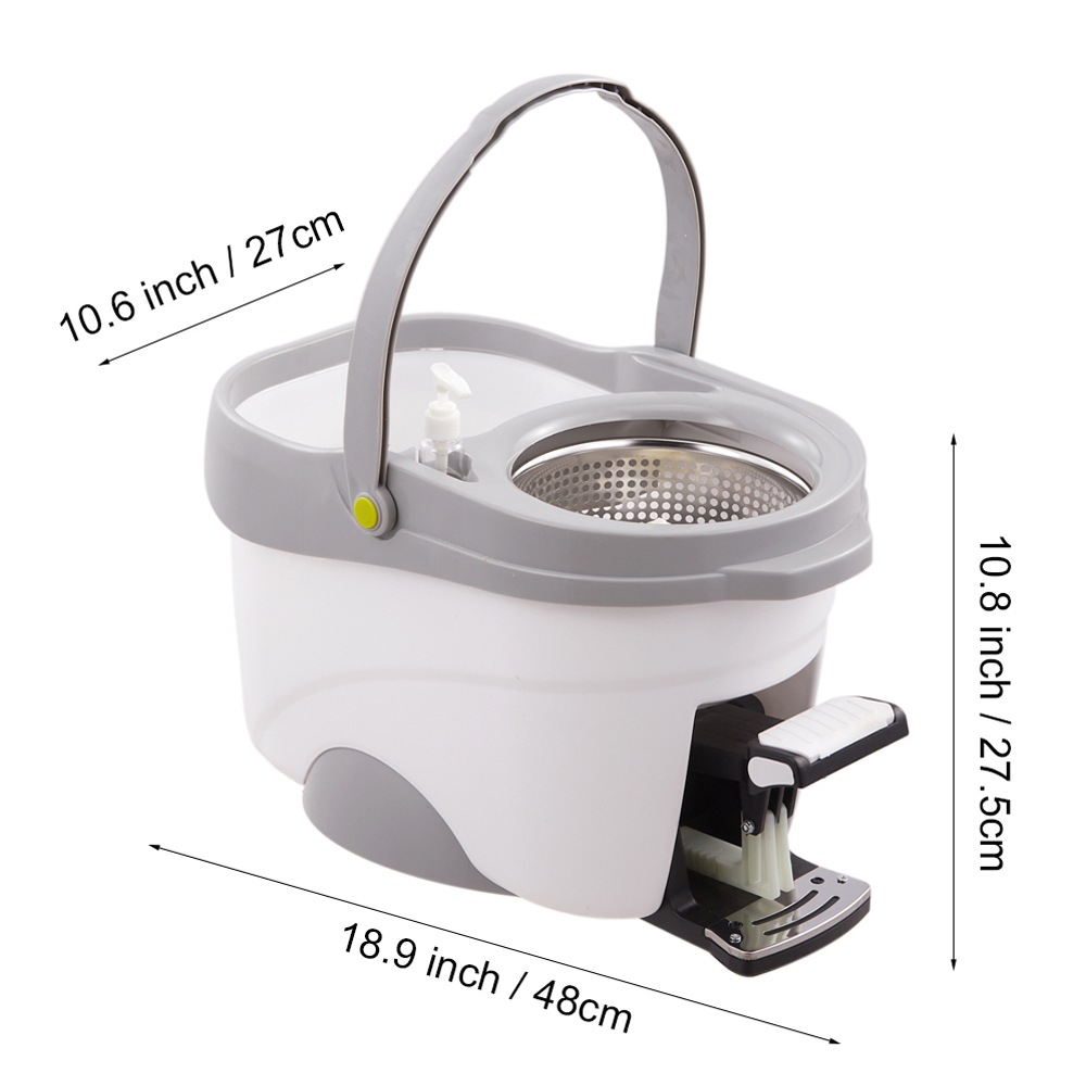 pedal spin mop and bucket set 360 rotating floor cleaning system with detergent holder hands free wringer design grey details 3