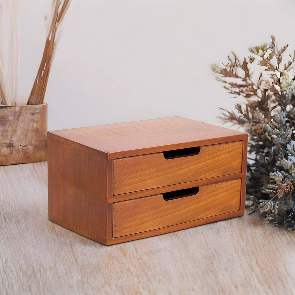 TEMU 1pc Vintage Wooden Multi-functional Storage Cabinet | Desktop Drawer Organizer With 1- 5 Layers For | Perfect For Jewelry, Home Office & Bedroom