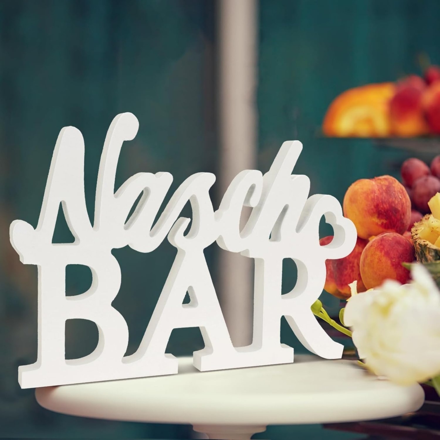 TEMU Bar Deko Holz Weiß Dekoschriftzug Tischdeko Candy Bar Schild Candy Bar Zubehör Tisch Ornament Sweetsbar Tischdekoration für Hochzeit Geburtstag