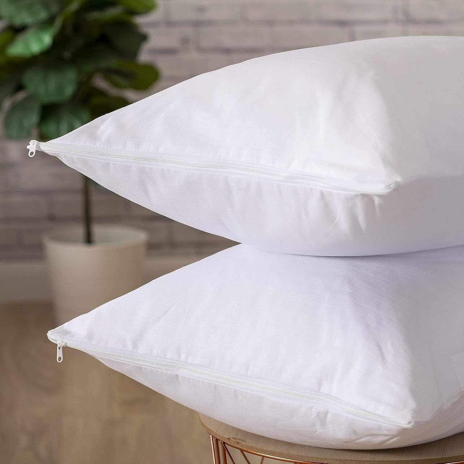 TEMU Adam Home 100% Brushed Microfiber Pillow Protectors Zipped Cover Case Soft White Pillow Cases