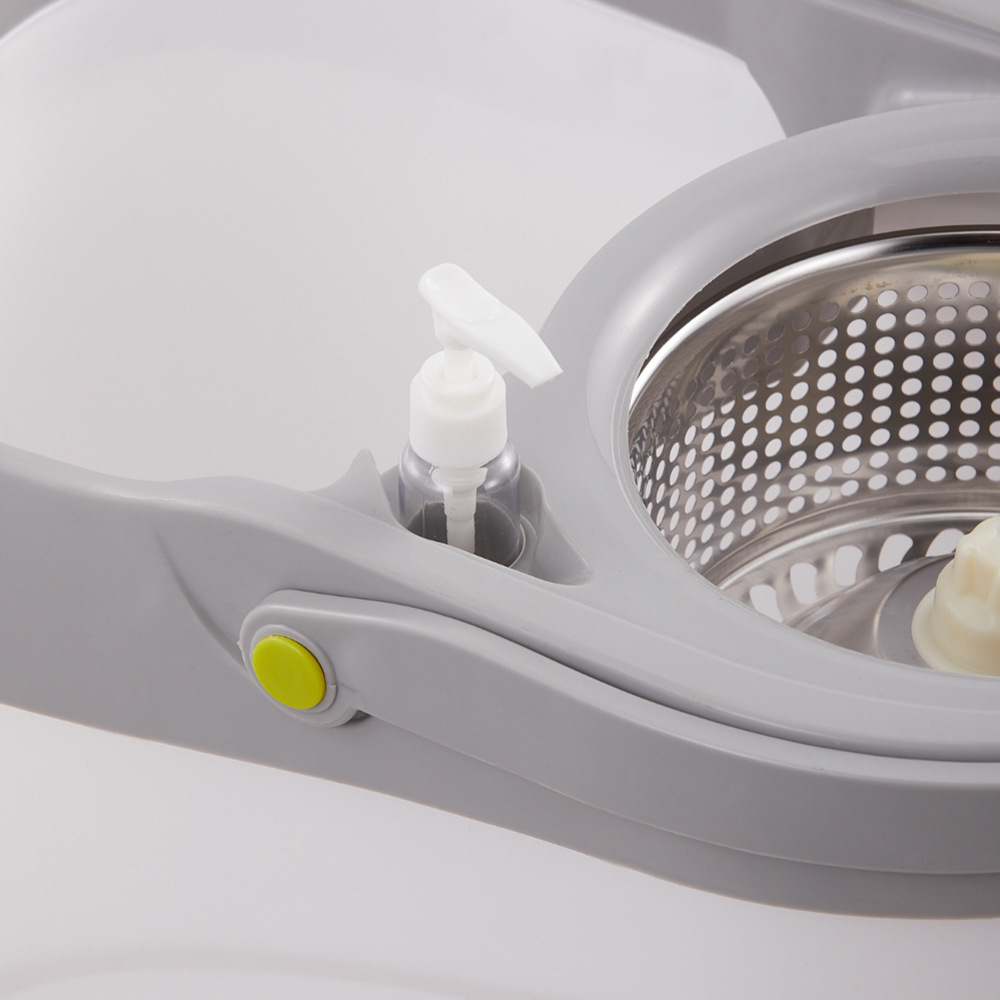 pedal spin mop and bucket set 360 rotating floor cleaning system with detergent holder hands free wringer design grey details 7