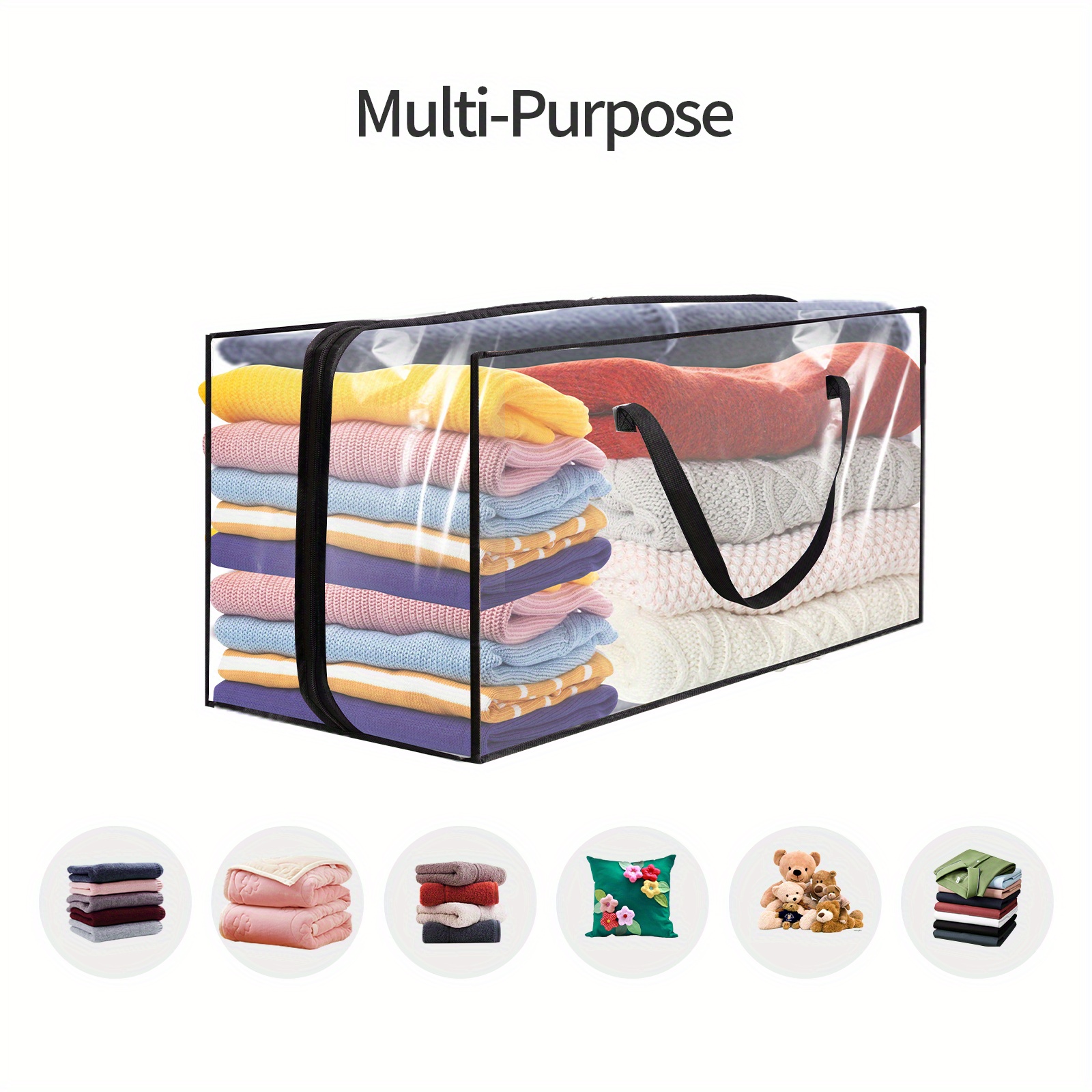 3/4 Pack Foldable Clothes Storage Bags with Handle, 40/60L