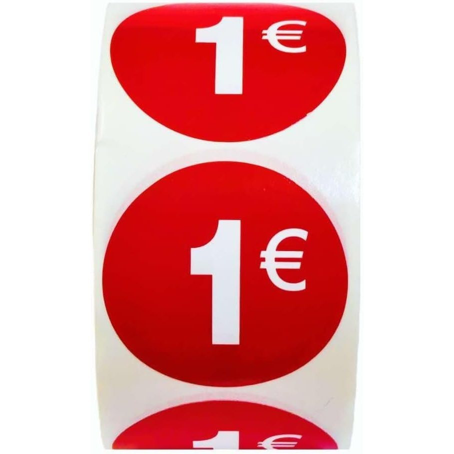 TEMU Etiquetas Precio/Etiquetas Descuentos, Adhesivas Redondas – 1€ a 25€,-50% a -10% y – Rollo de 500 Pegatinas Promocionales para Productos