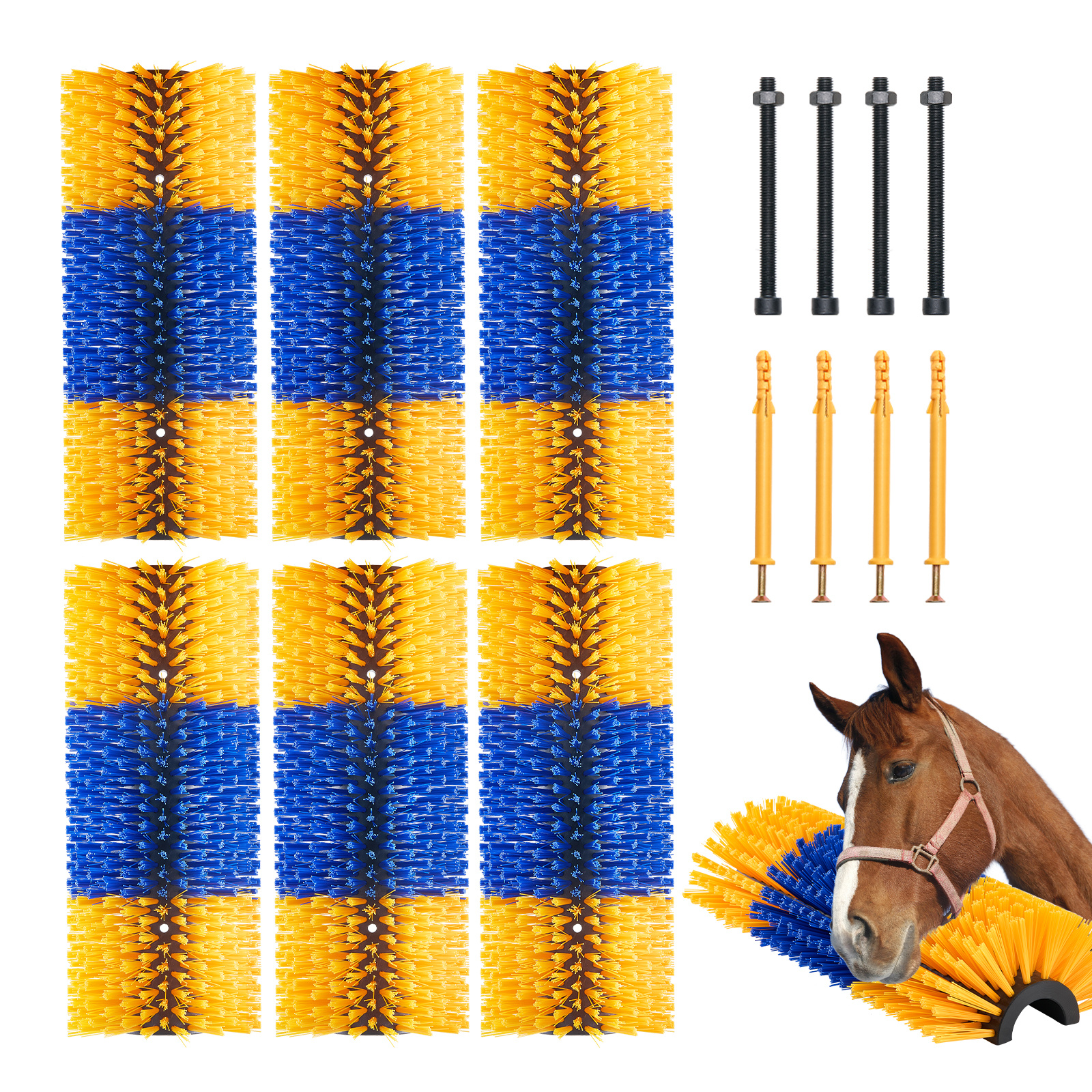 Vevor Livestock Scratching Brush 6pcs Relief Horse Scratcher Brush 20 In
