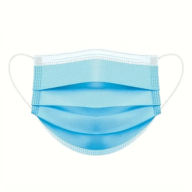 TEMU Disposable Masks For Adults - 3-layer Breathable Filter, Protection, For Sports & Outdoor Activities, Light Blue Non- Face Masks (individually
