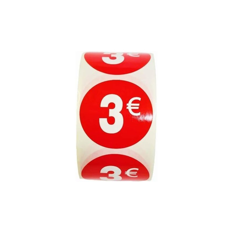 TEMU Etiquetas Precio Adhesivas Redondas – 1€ a 25€ y – Rollo de 500 Pegatinas Promocionales para Productos Rebajados