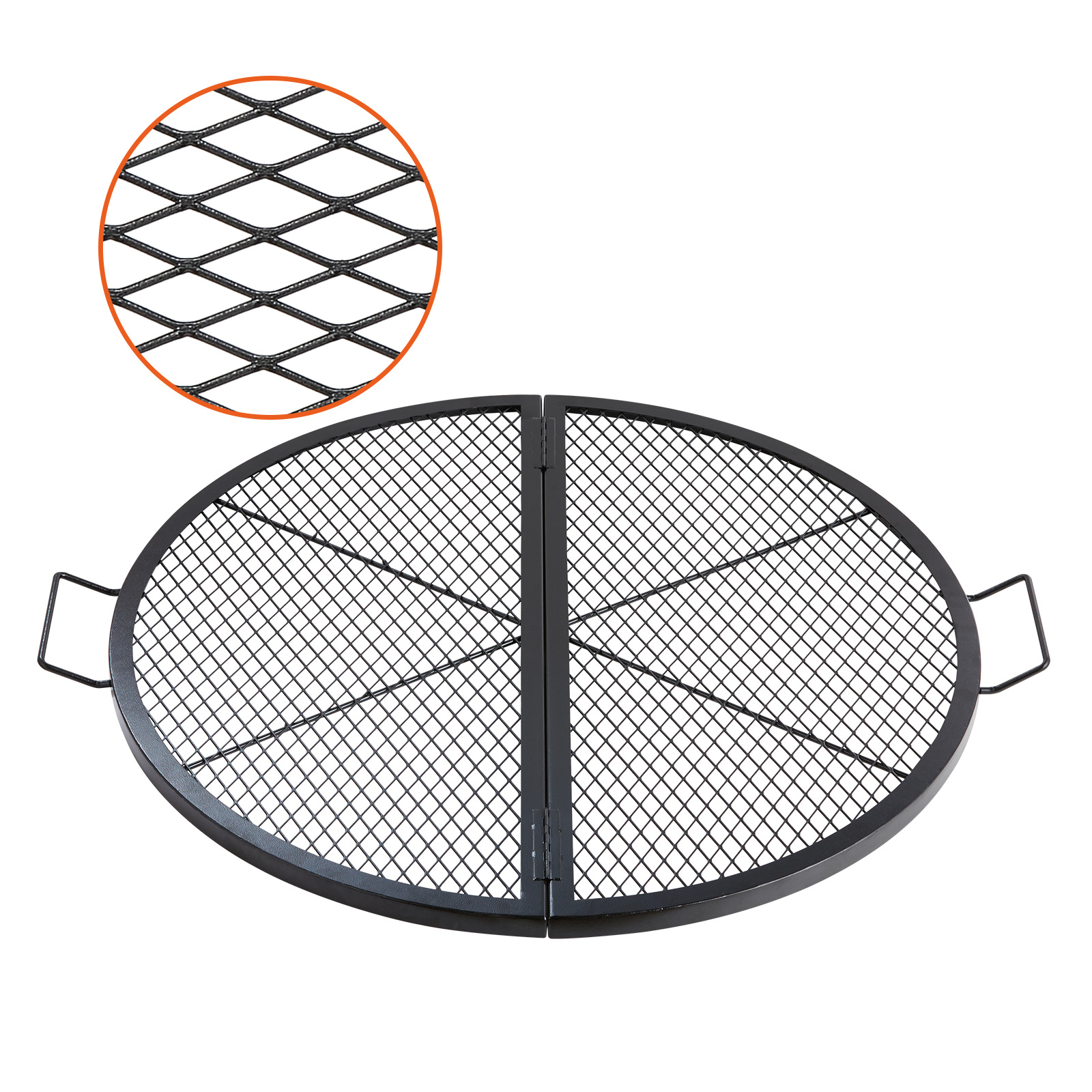 Image of Vevor X-marks Fire Pit Grill Grate, Foldable Round Cooking Grate, Heavy Duty Steel Campfire Bbq Grill Grid With Handle And Support , Portable Camping Cookware For Outside Party, 36 Inch Black