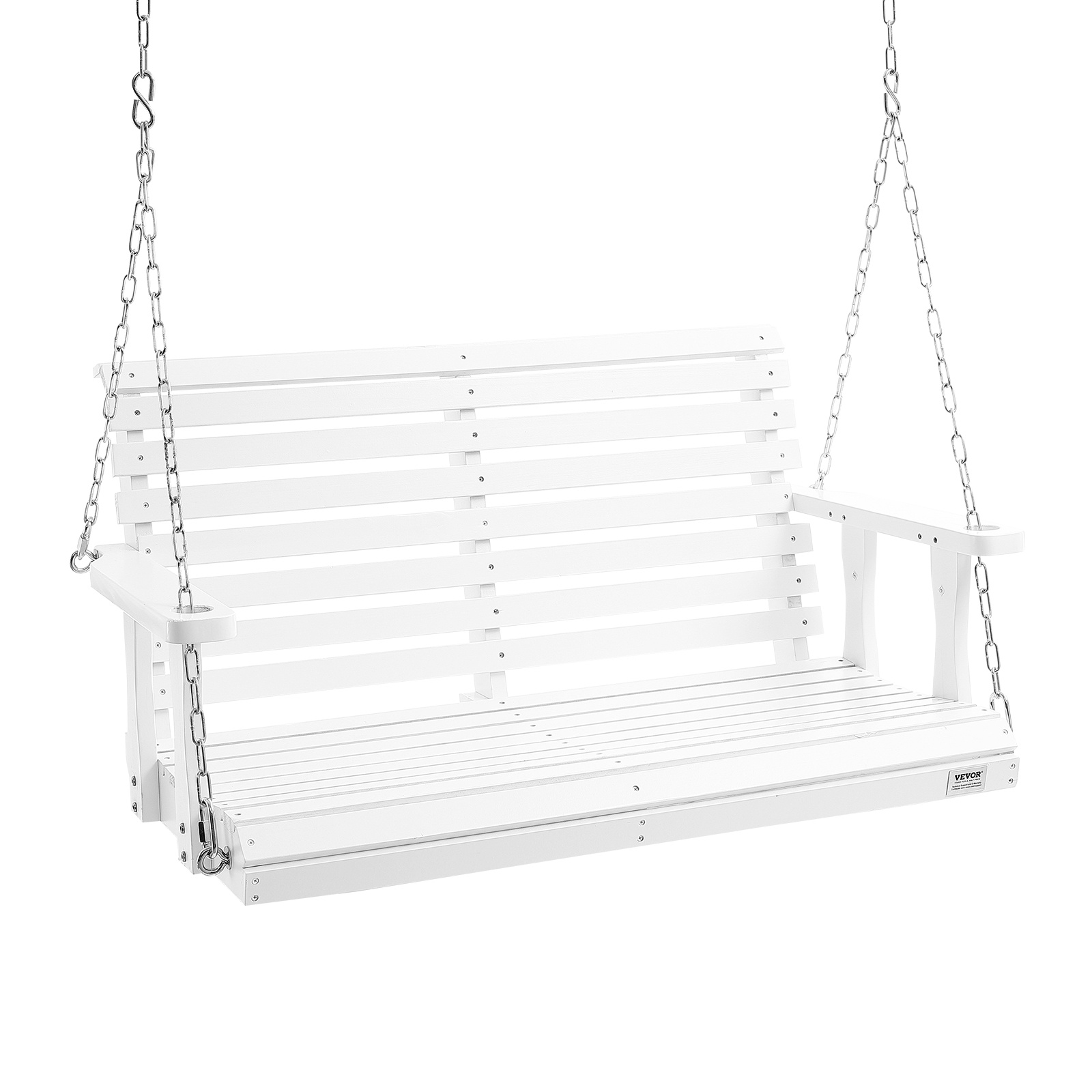 Image of Vevor Wooden Porch Swing 4 Ft, Patio Bench Swing For Courtyard & Garden, Upgraded 880 Lbs Strong Load Capacity, Heavy Duty Swing Chair Bench With Hanging Chains For Outdoors, White