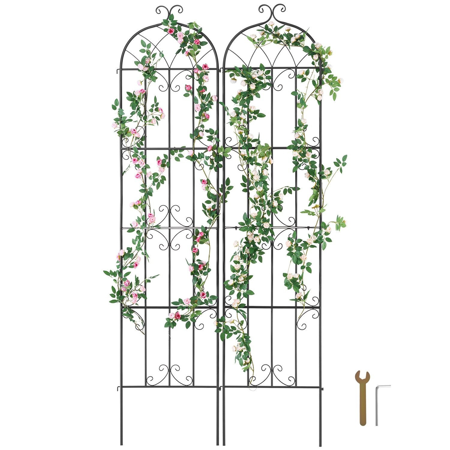 Vevor 2 Packs Metal Garden Trellis For Climbing Plant Support 87x20 In Rustproof