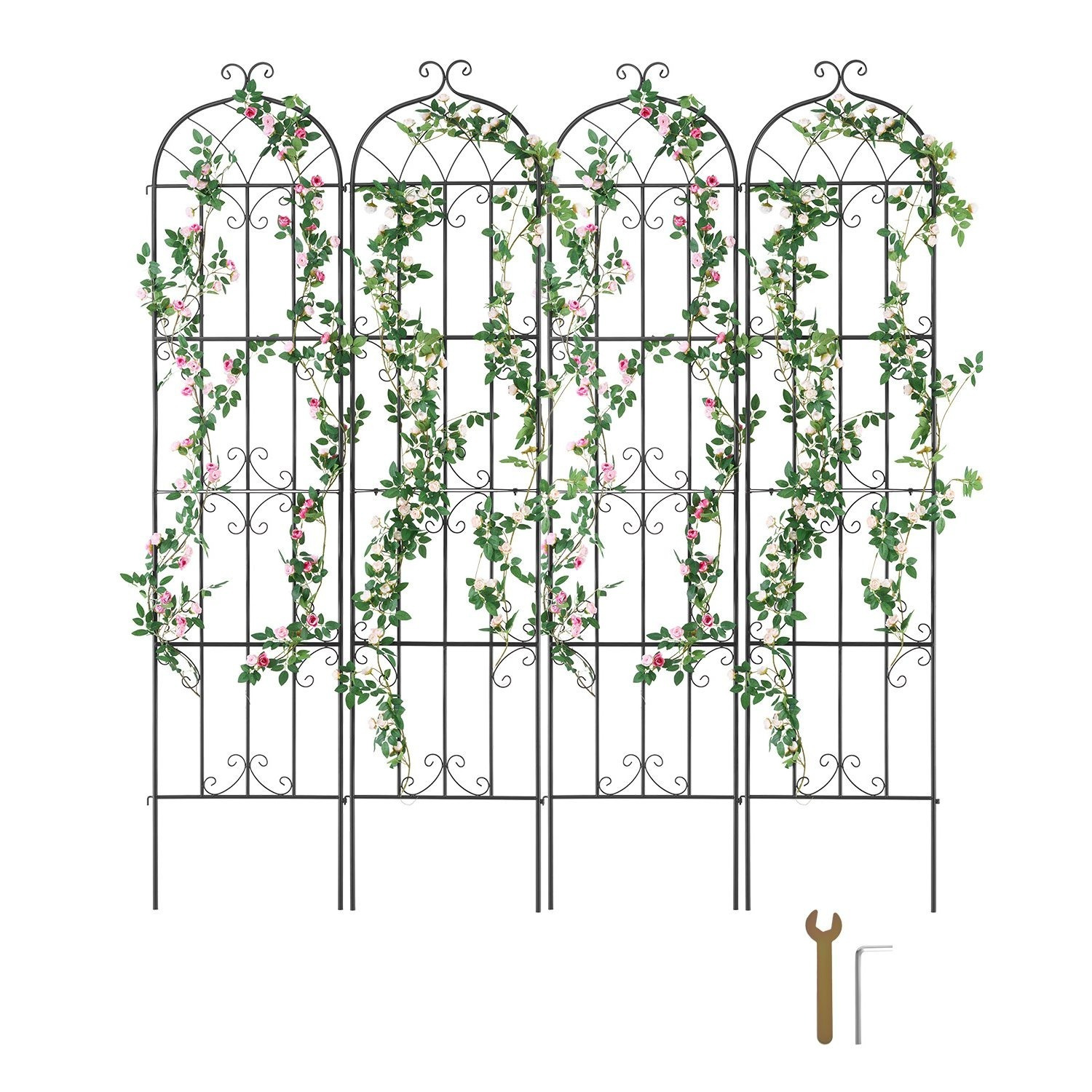 Vevor 4 Packs Metal Garden Trellis For Climbing Plant Support 87x20 In Rustproof
