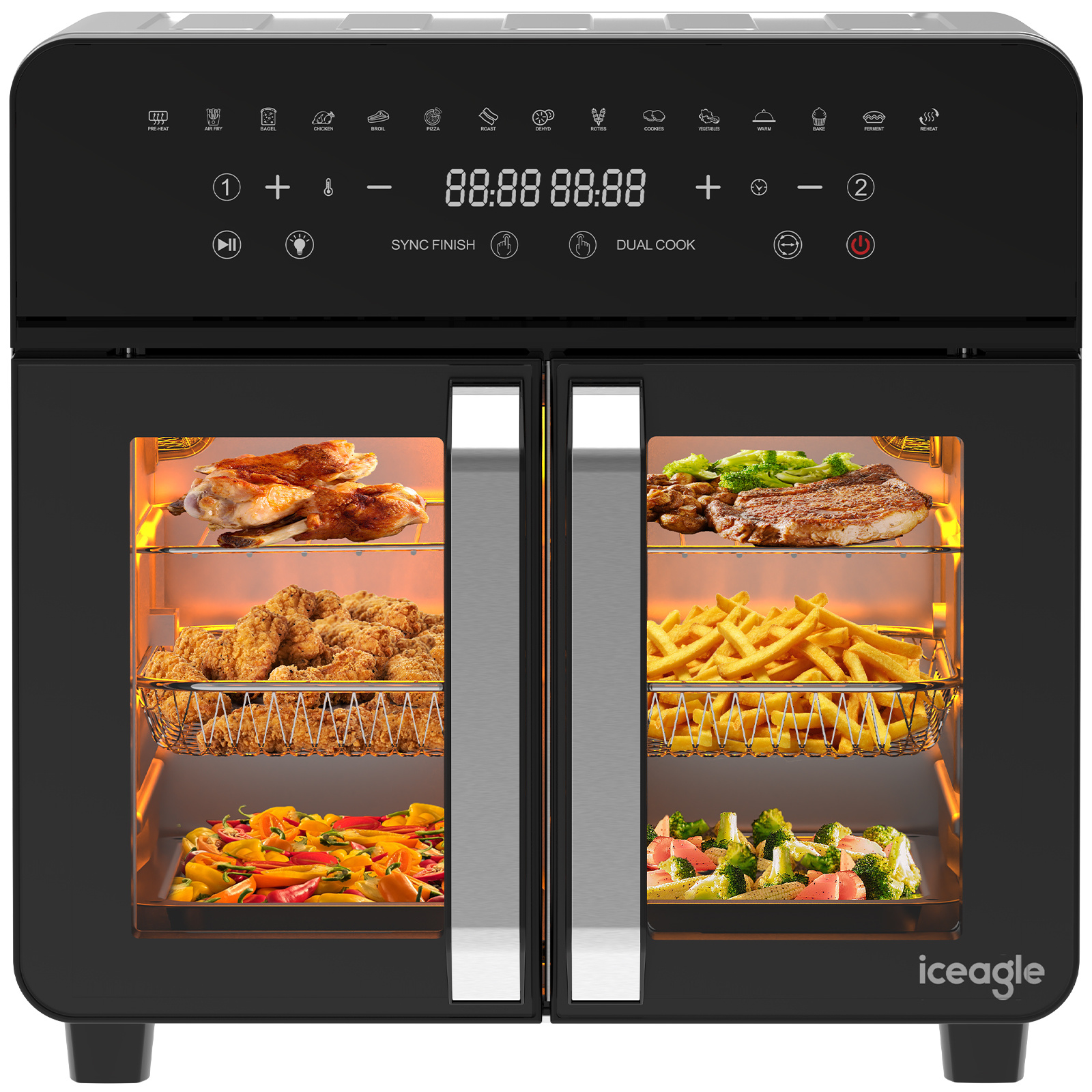 71b94097-bfef-42ef-b354-2008e05838c6_1600x1600.jpeg.format.jpg Ice Eagle Hot Air Fryer 23L Dual Zone - XXL Airfryer met Franse deur