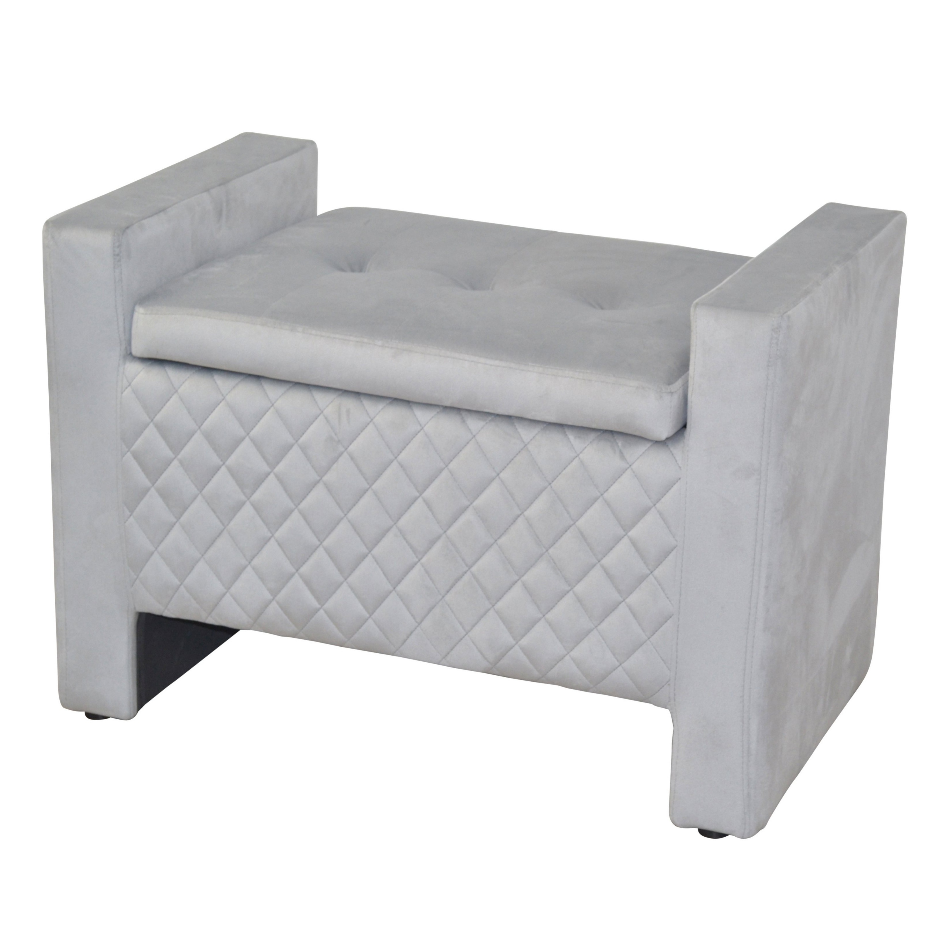 Image of Bench, Upholstered Bench With Chest Function, Velvet Upholstery