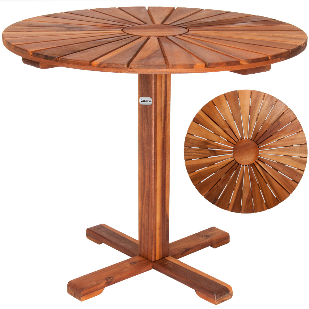 TEMU CASARIA® Mesa de jardín redonda de Acacia Sunrise Ø 70,5 cm Marrón muebles de jardín patio