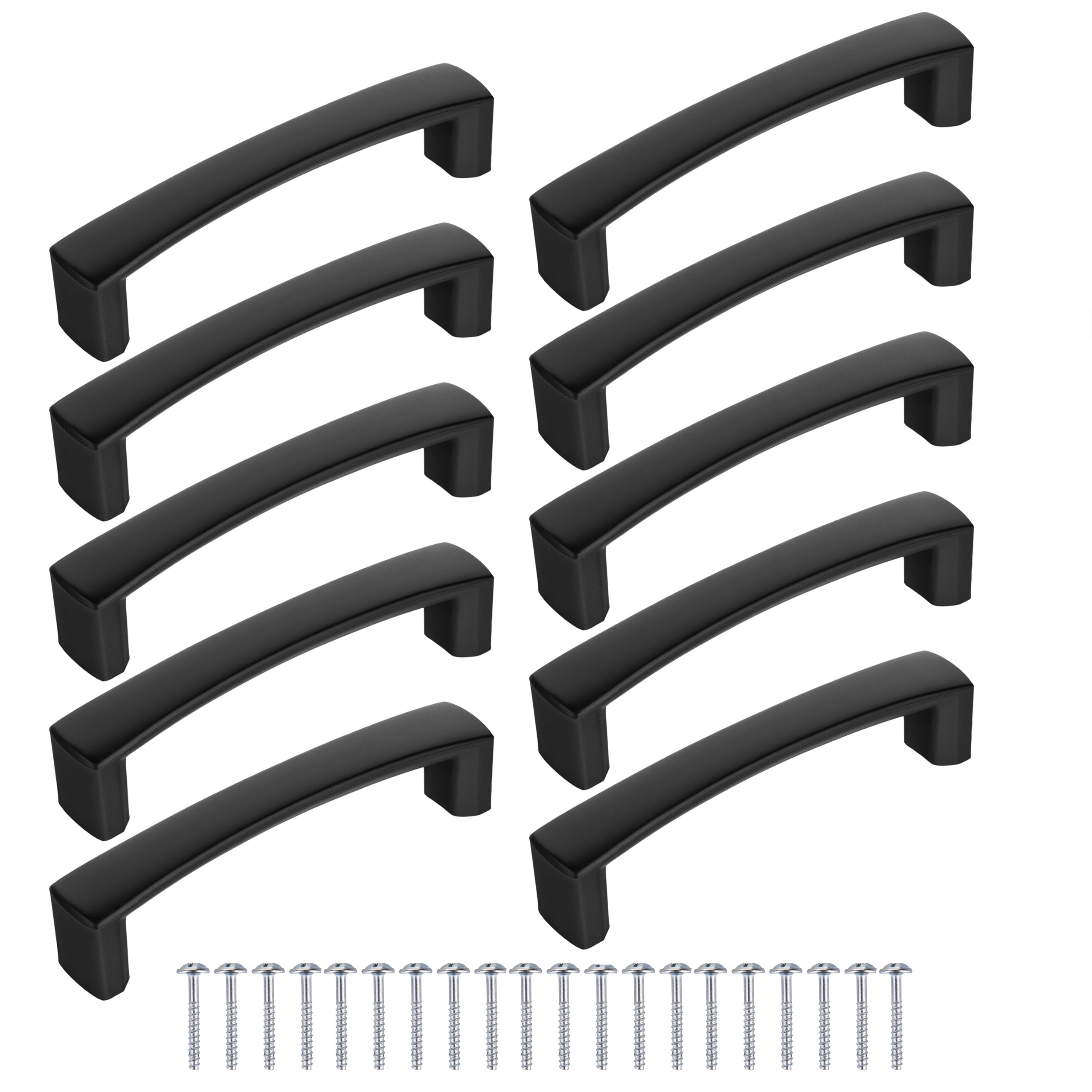 E-shop 10-teiliger Möbelgriff-Satz, Schwarz/Silber, Lochabstand 96 mm, moderne und ästhetische Griffe für Schränke, Schubladen und Türen, für Küche,