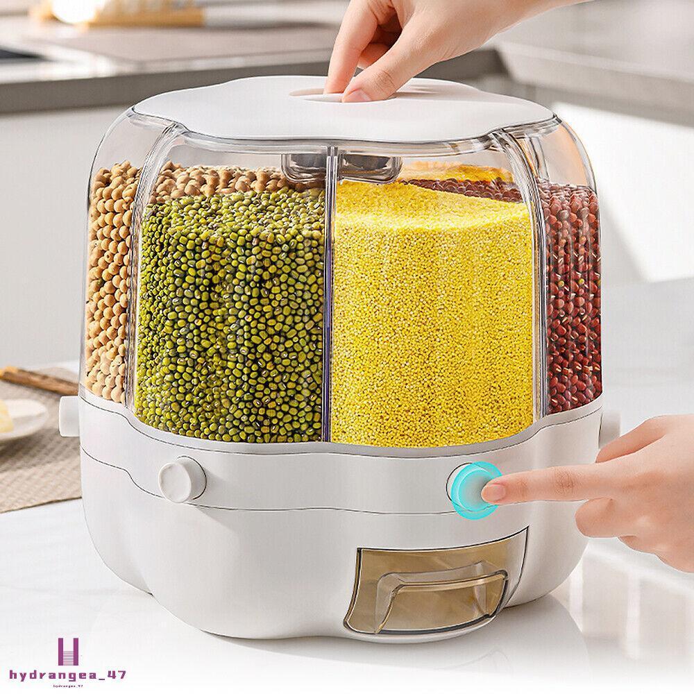 TEMU Hot Rotatable Food Sealed Storage Container Grain Box Cereal Dispenser Rice Tank