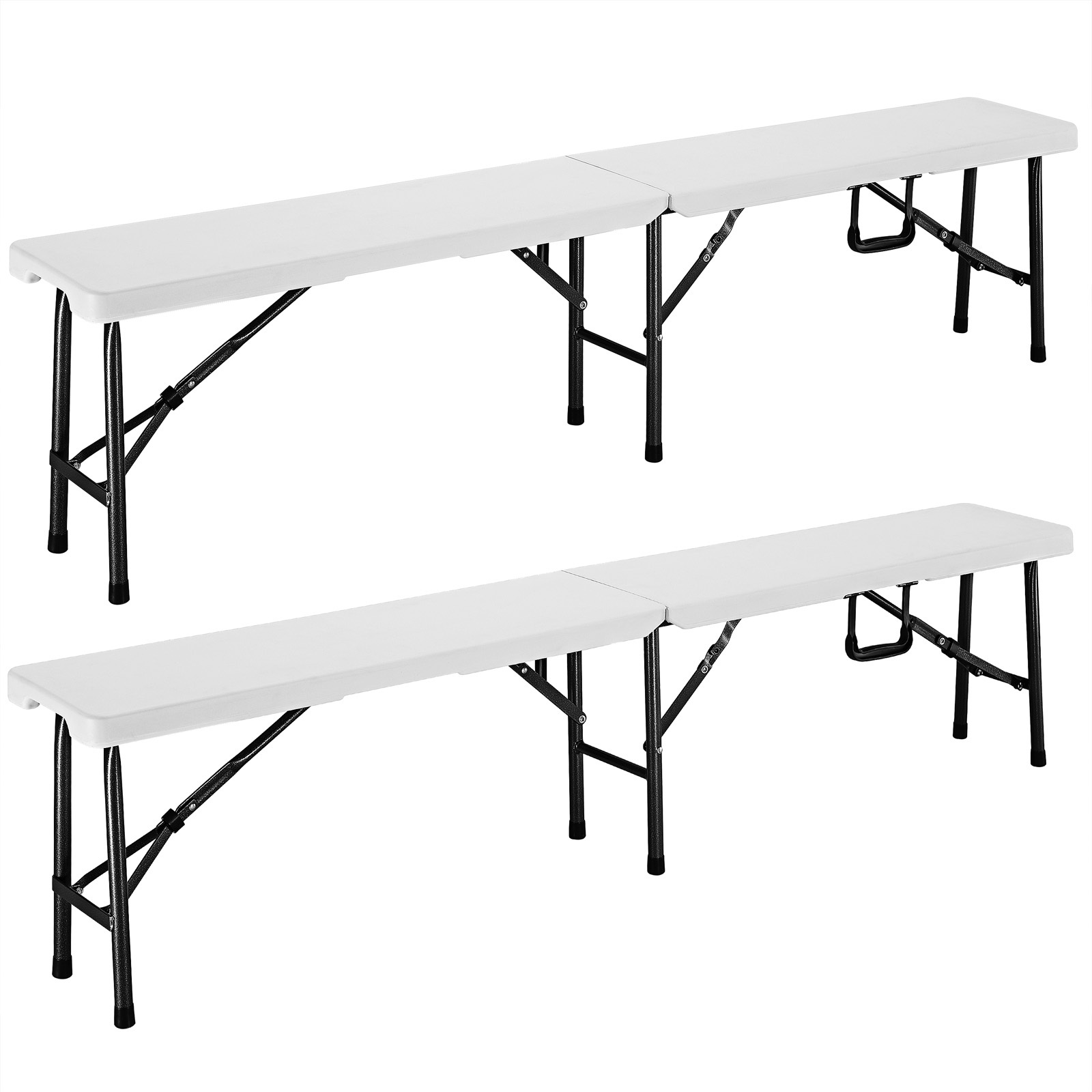 TEMU Casaria® 2pcs Set Folding Beer Bench For 8 People 183cm Plastic Folding Bench Beer Garden Camping Bench Beer Bench Set Garden Bench White