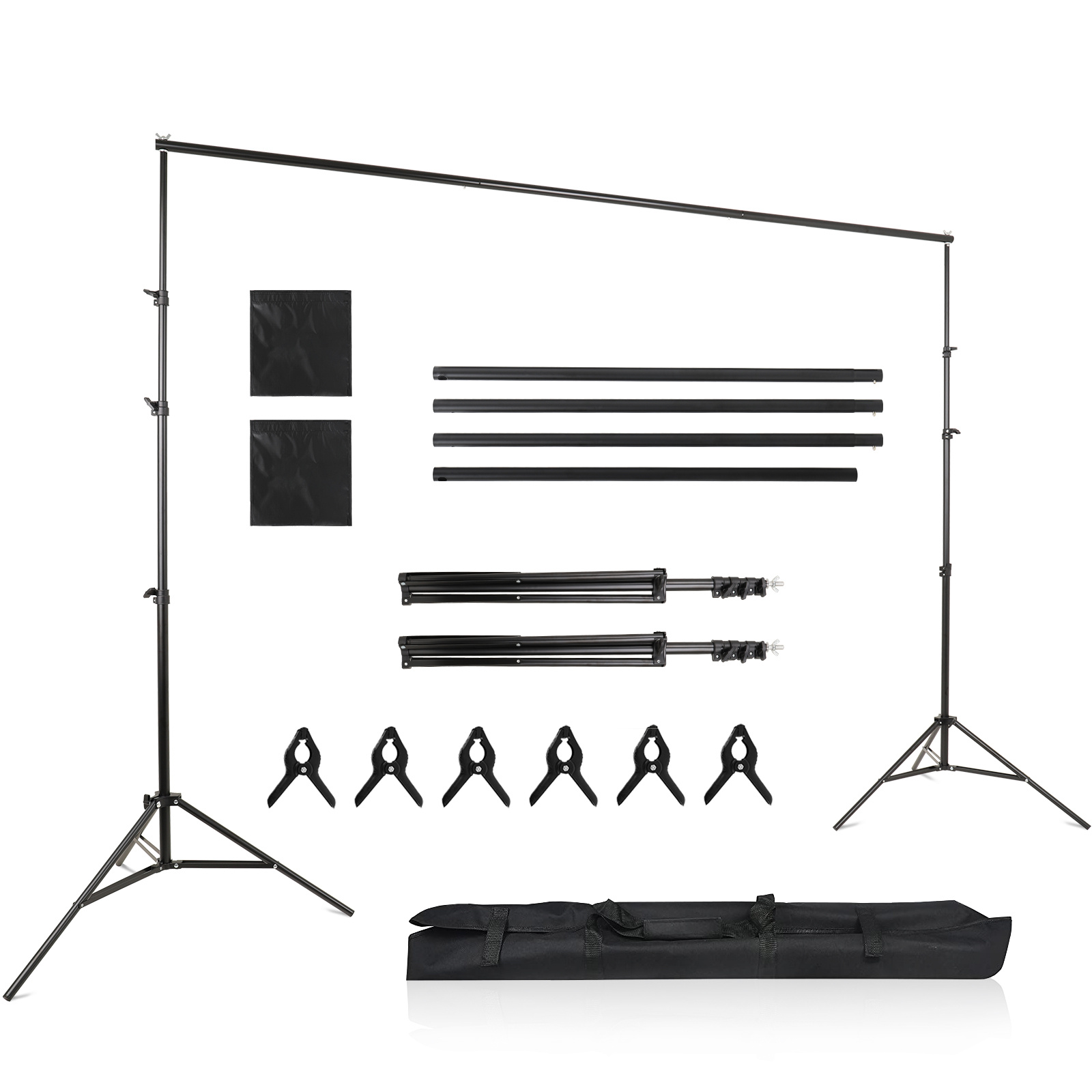 2x3m/2, 6x3m Adjustable Background Stand For Photography, Photo Background With 6 Clamps, 2 Sandbags And Carrying Bag, Backgrounds For Photo