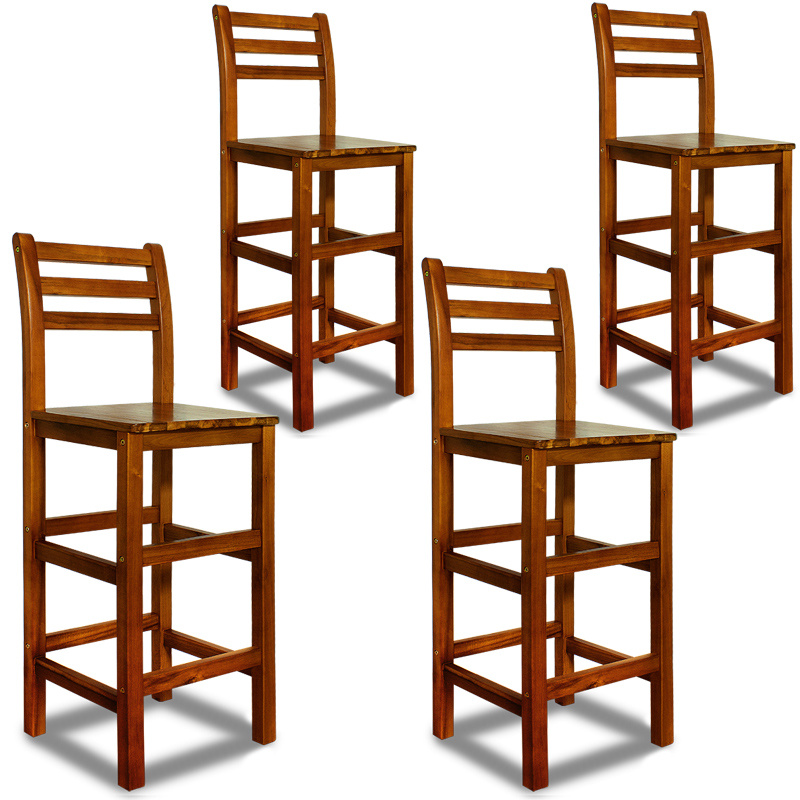 TEMU CASARIA® Taburetes de Bar Altos con Respaldo Altura de Asiento 75cm Madera de Acacia Sillas de Cocina